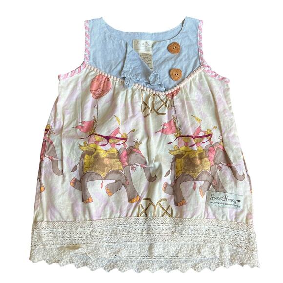 Sweethoney 2t HTF‎ OG Elephant Run Circus Classic Tunic Top Whimsical Coquette - Picture 1 of 9